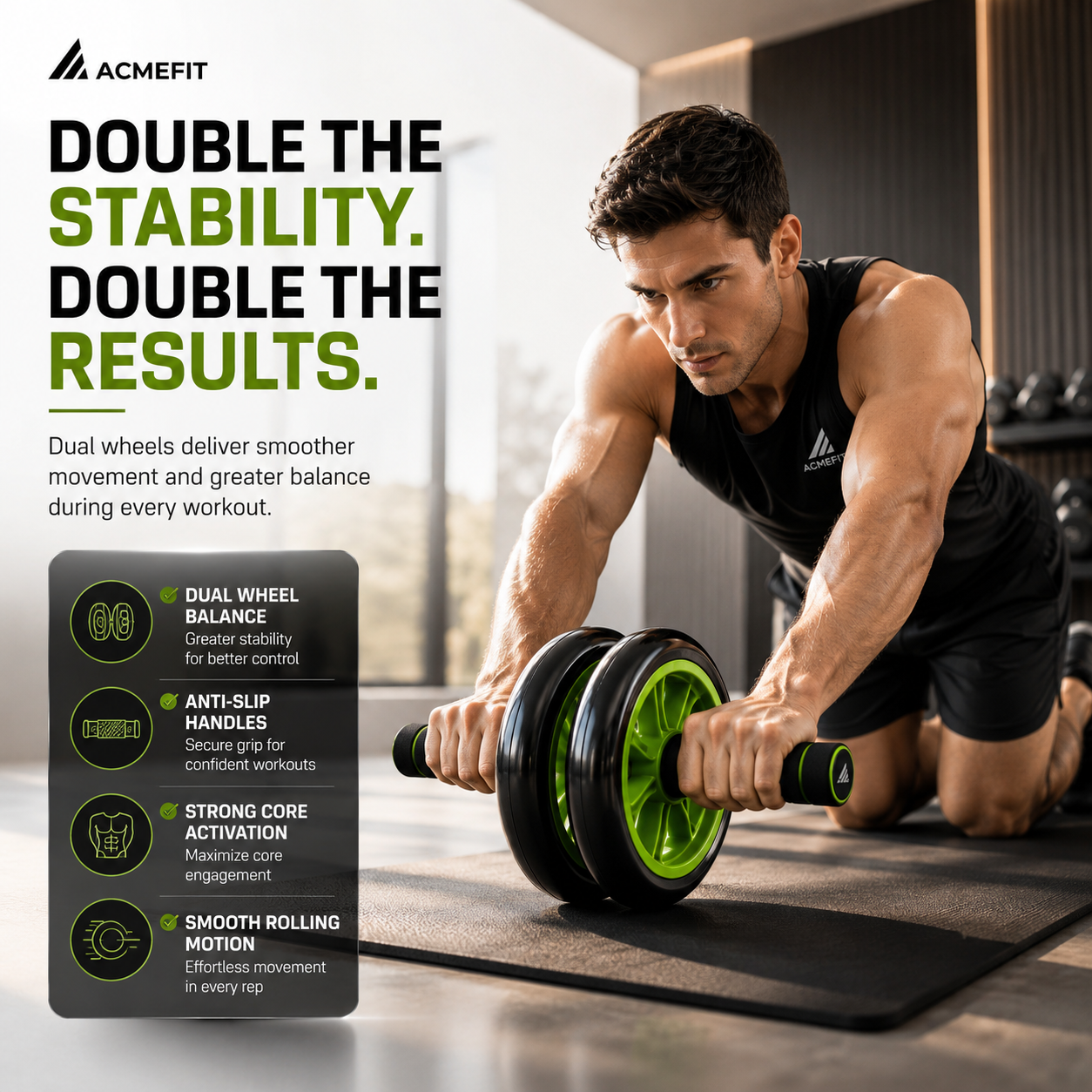 AcmeFit Dual Wheel Ab Roller for Core Training