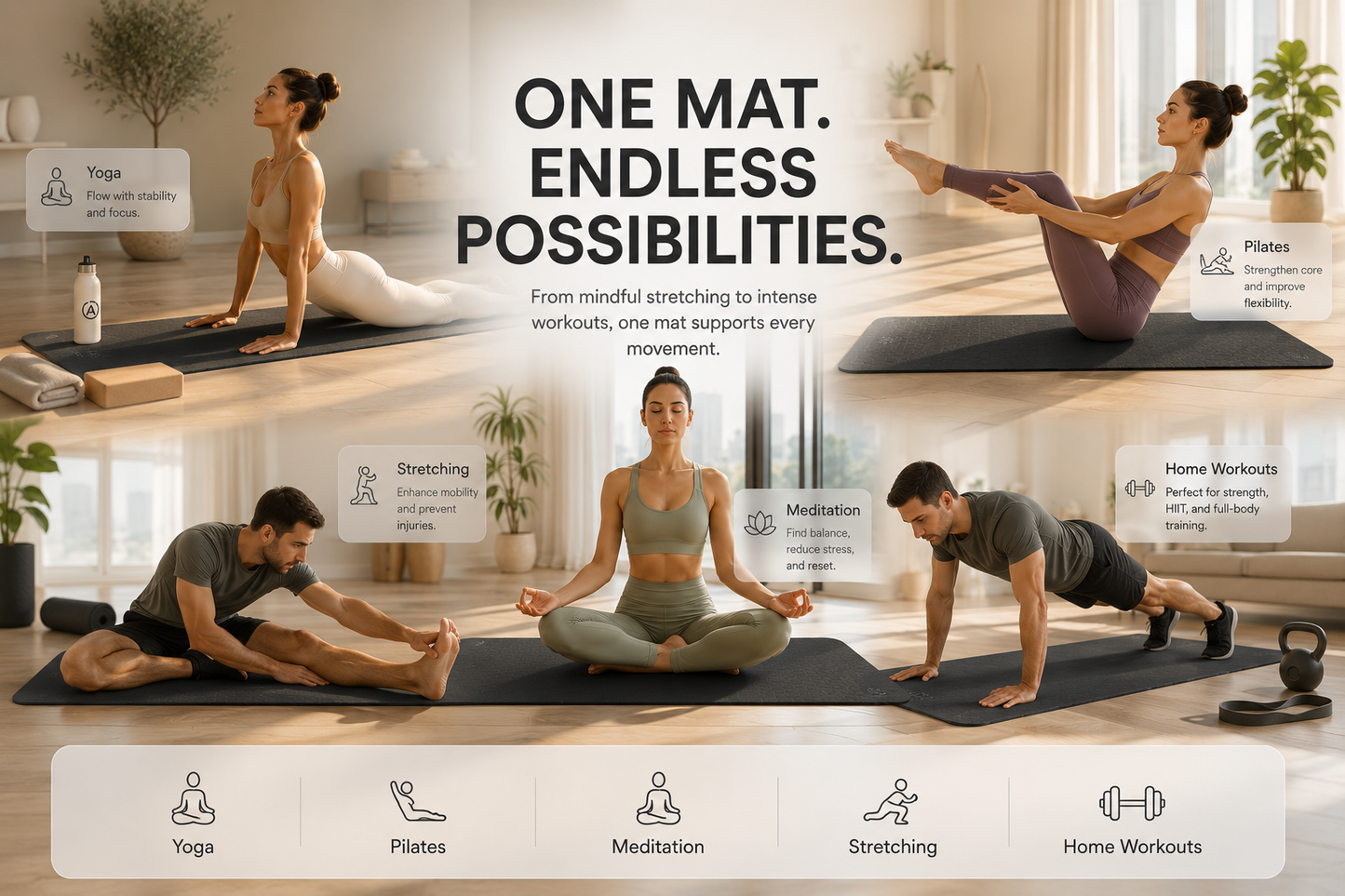 AcmeFit Classic 6mm Non-Slip Yoga Mat